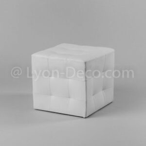 Location Pouf Blanc Capitonné