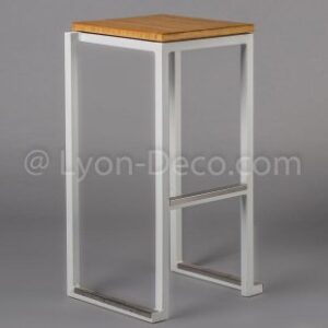 Location Tabouret Kubo Blanc assise bois
