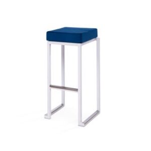 Location Tabouret Kubo Blanc Assise Velours Bleu