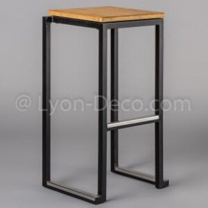 Location Tabouret Kubo Noir Assise Bois